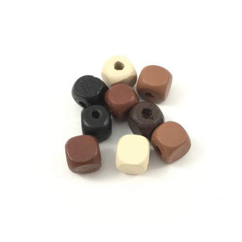 Square 10 mm multicolor wood beads (pack of 4)